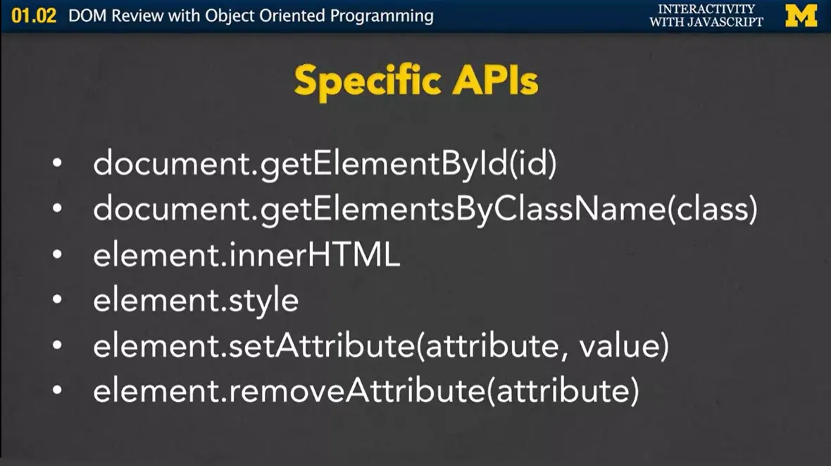 Specific APIs.