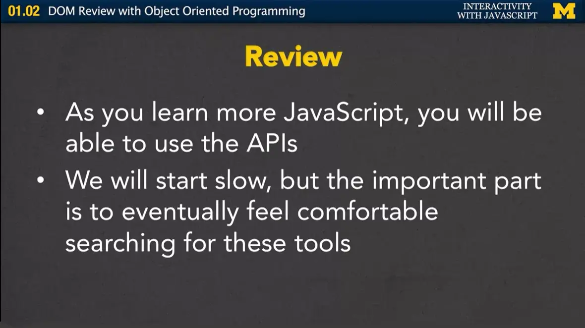 1.02 Review: DOM Review with Object Oriented Programming.