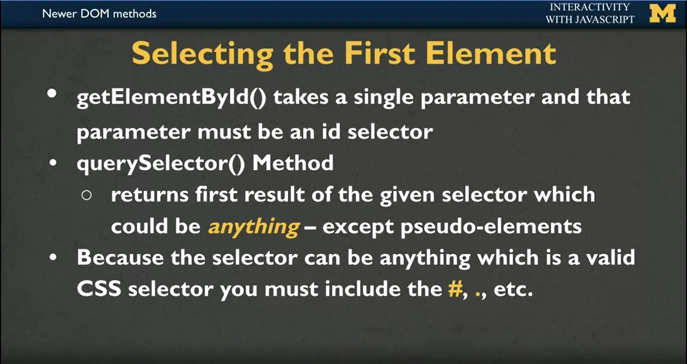 Selecting the First Element.