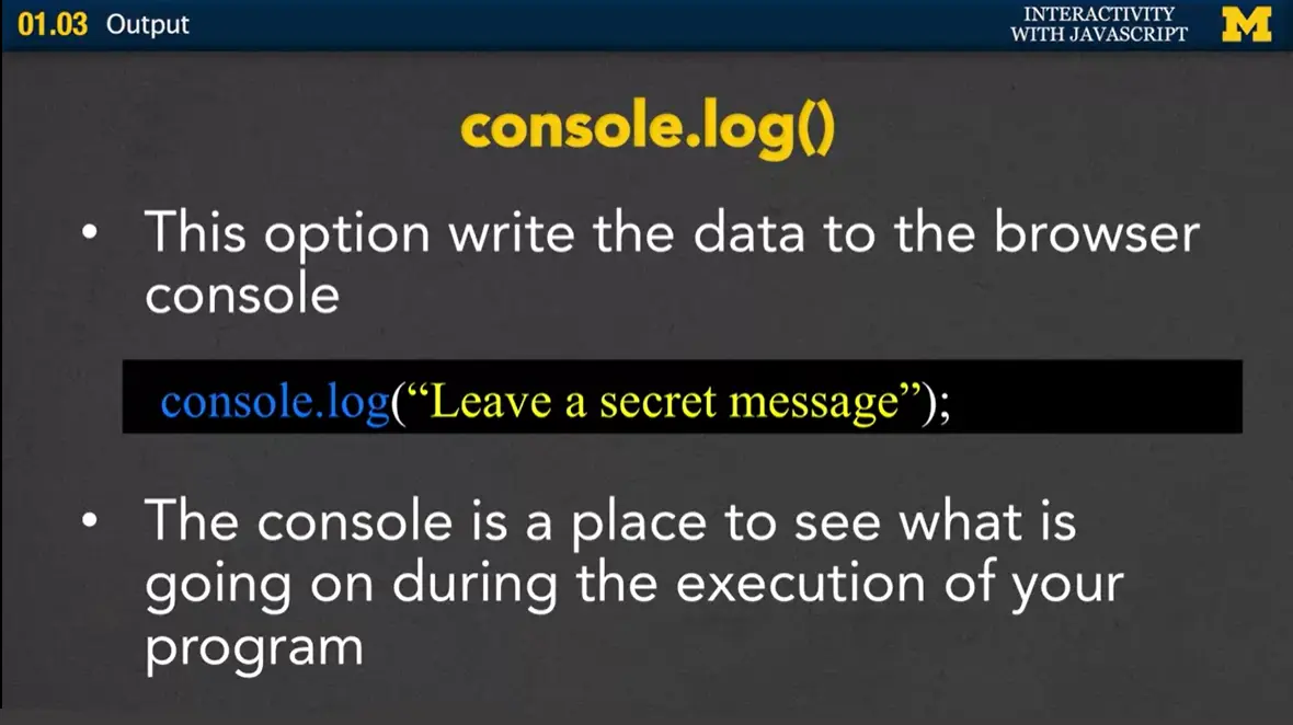 console.log() example.