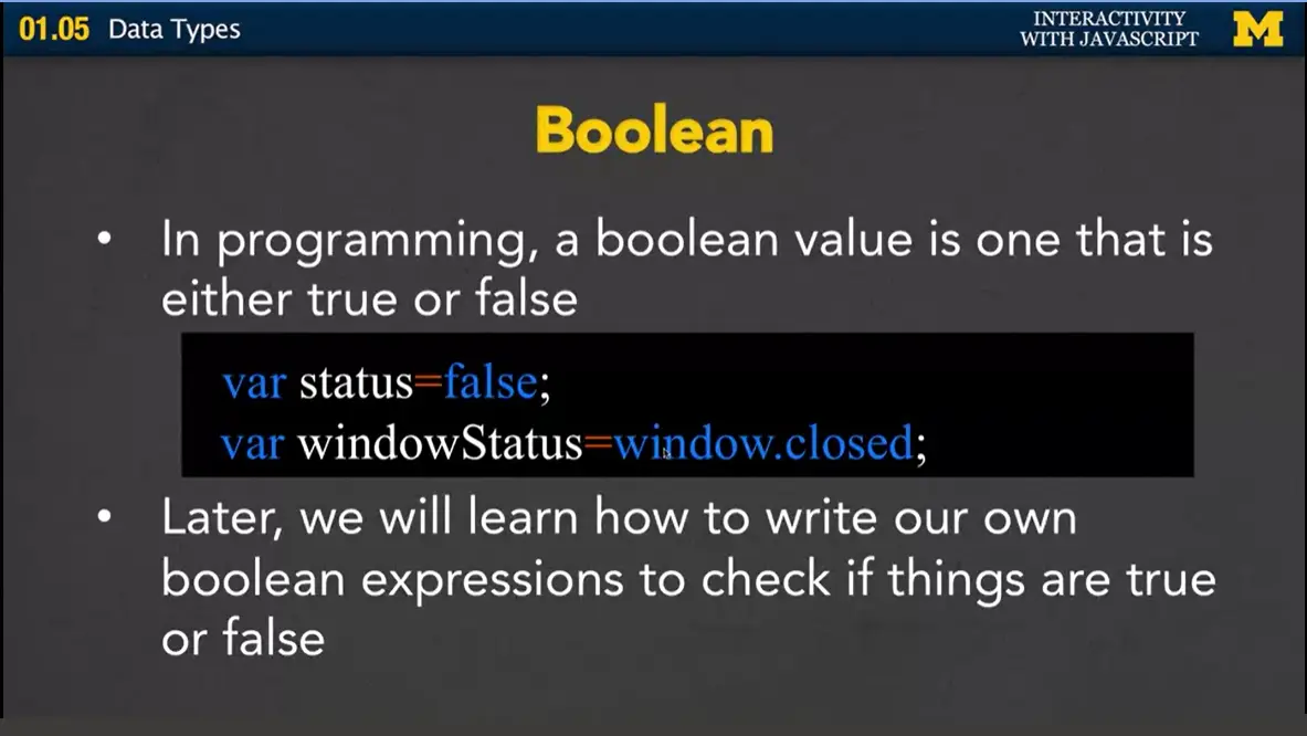 Example, Boolean.