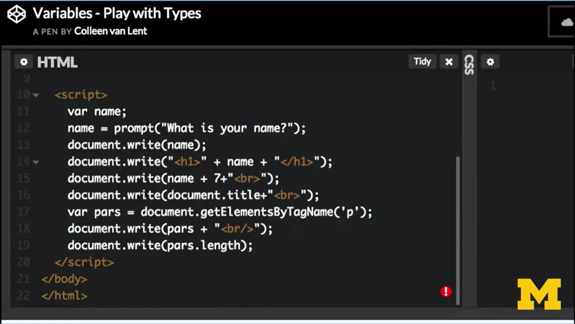 Variables - play with types.