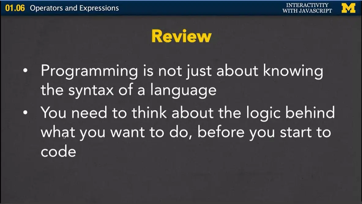 1.06 Review: Operators and Expressions.