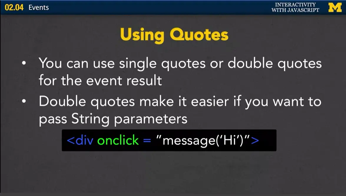 Use double quotes on outside function calls and single on inside.