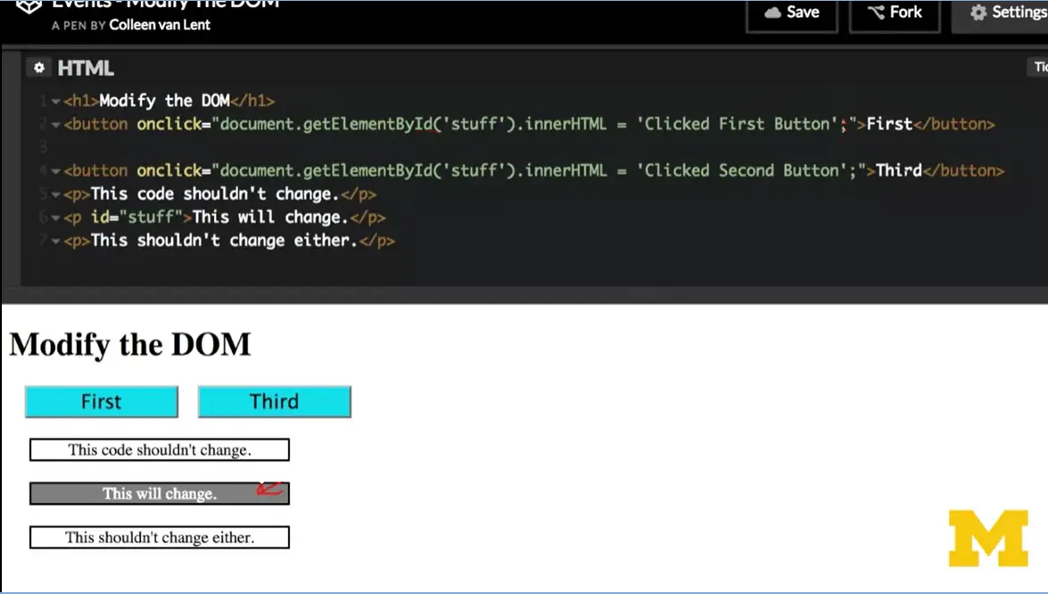 Example Codepen, modify the DOM.