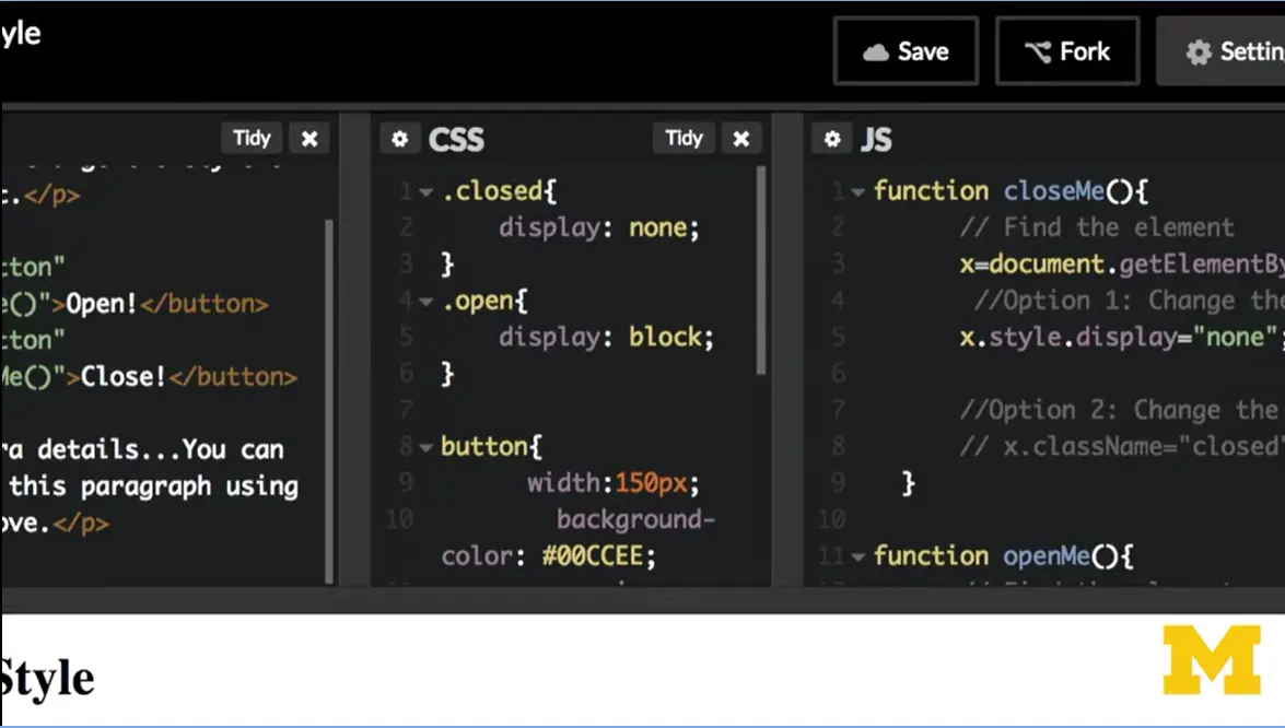 CodePen Example; CSS.