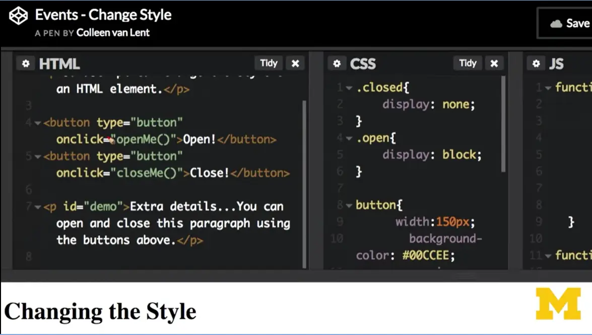 CodePen Example; HTML, cont'd.