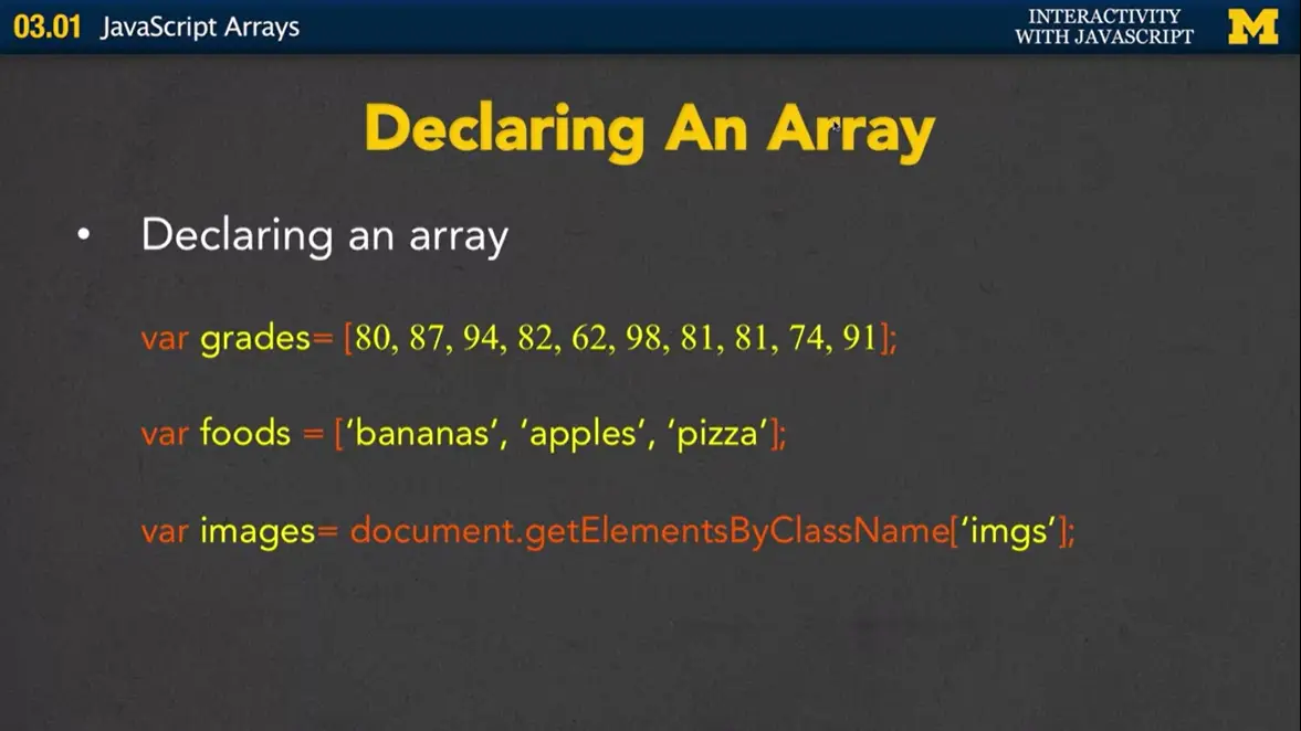 Declaring an Array, #1.