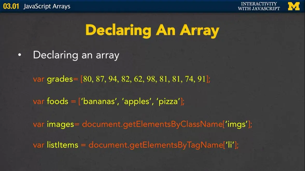 Declaring an Array, #2.