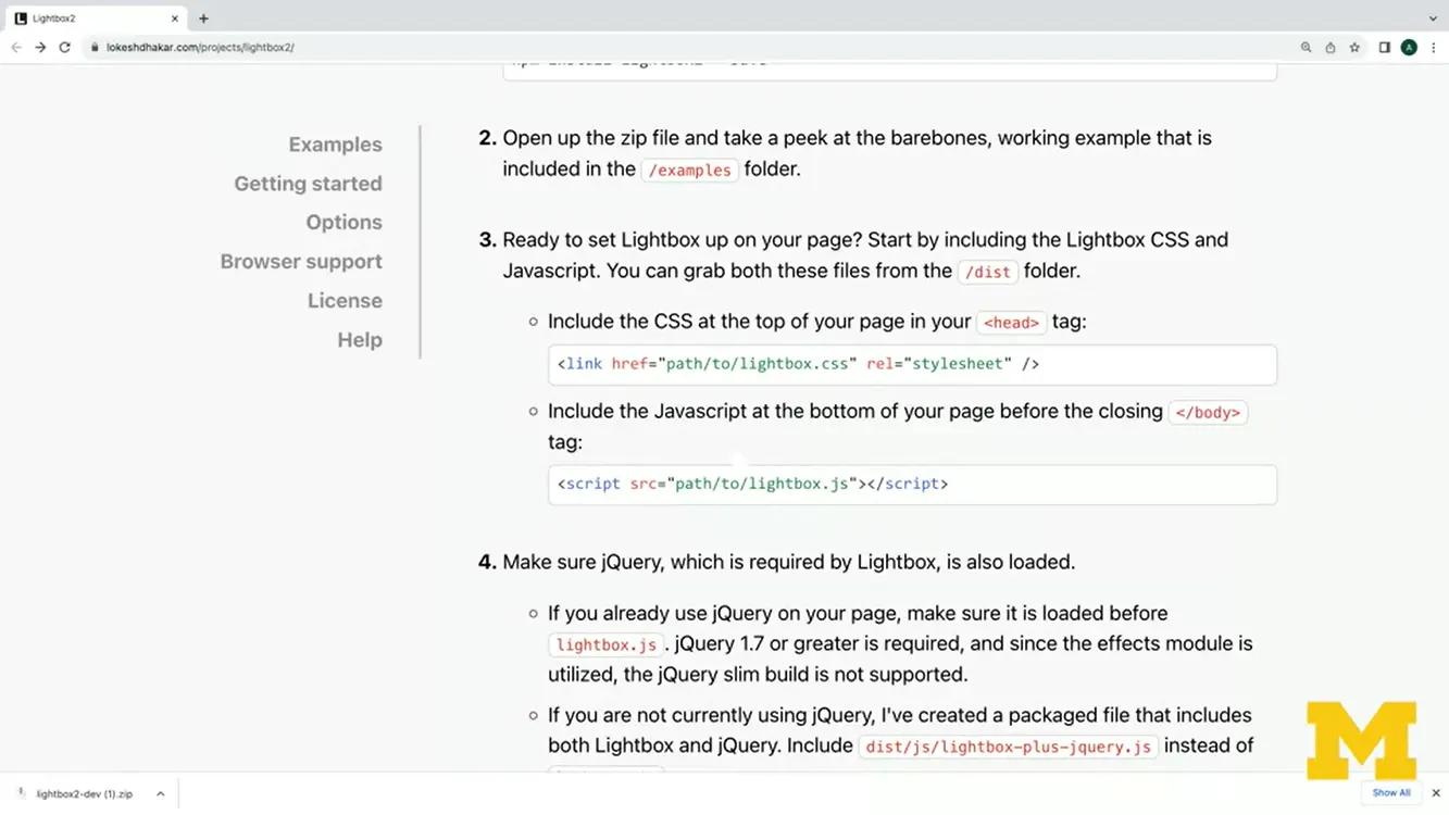 Instructions, example steps.