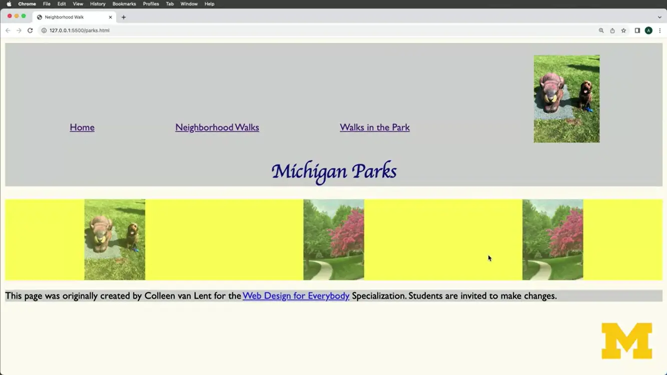 Example, Michigan Parks.